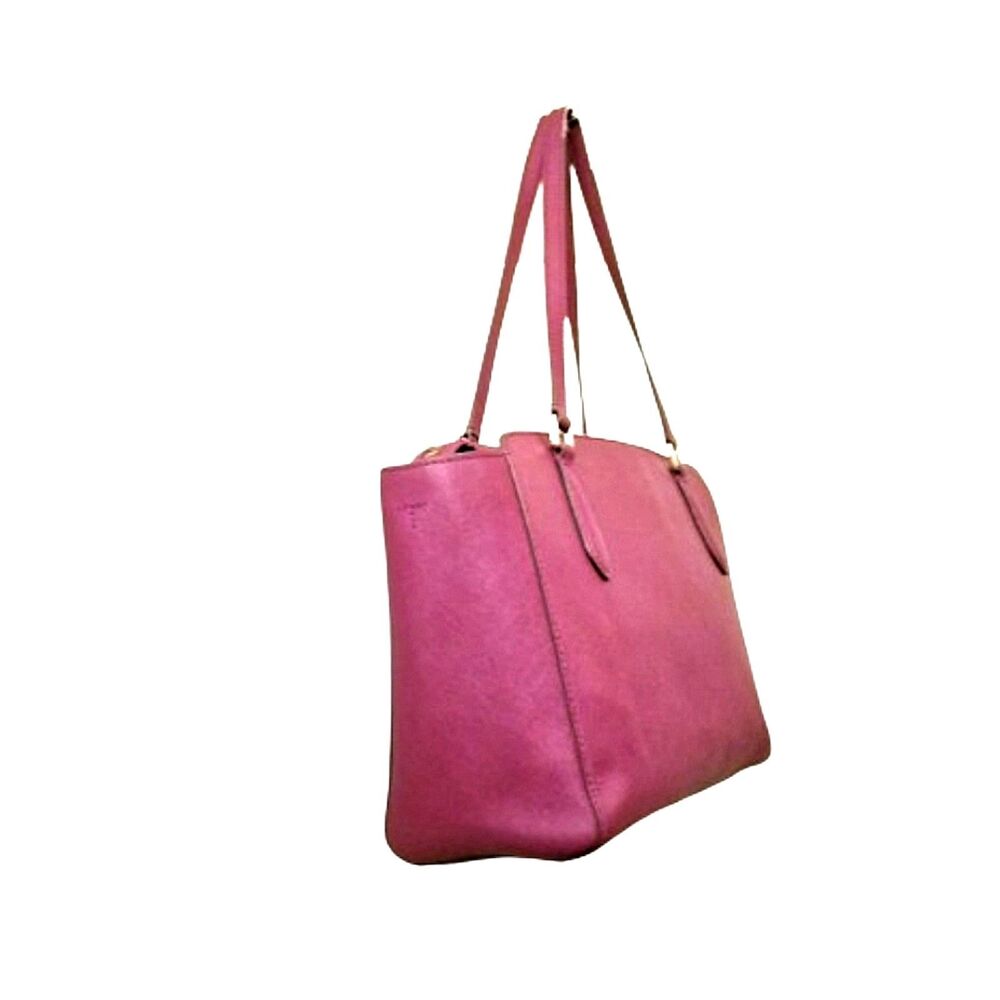 TORY BURCH Maroon Emerson Bag Saffiano Leather Top Zipper Handle Satchel Dk Red - Picture 4 of 15